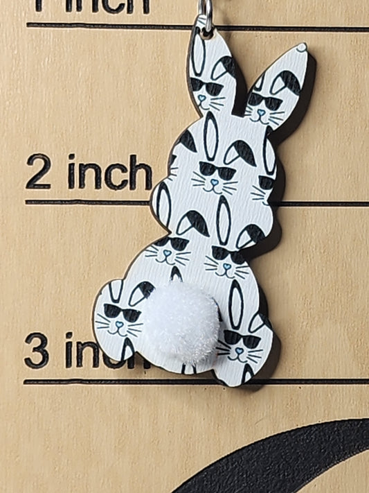 Fluffy Bunny Tail Bunny Face Earrings