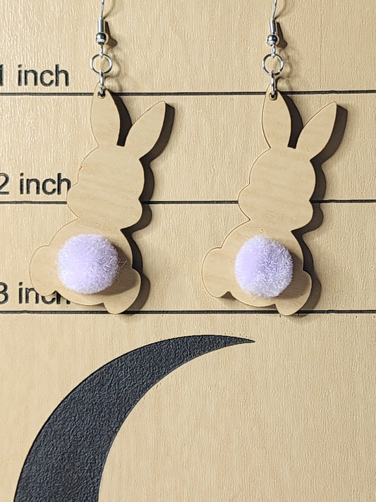 Fluffy Bunny Tail Earrings with a Natural Look