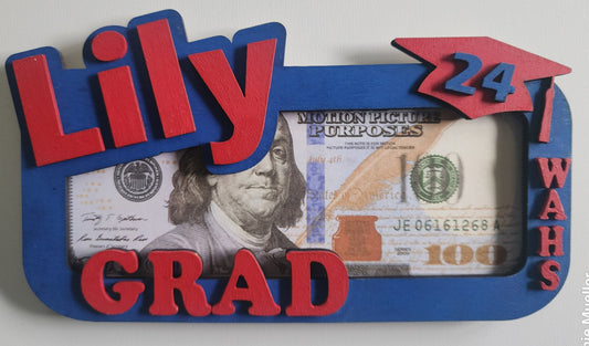 Graduation Gift Money Holder Display with a Replica of a $100, $50, or $20 Bill