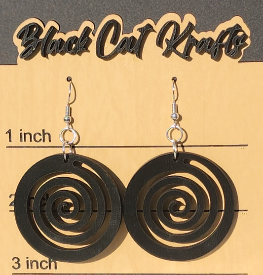 Abstract black swirl earrings