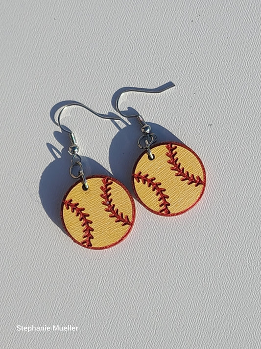 Softball Dangle Sports Earrings